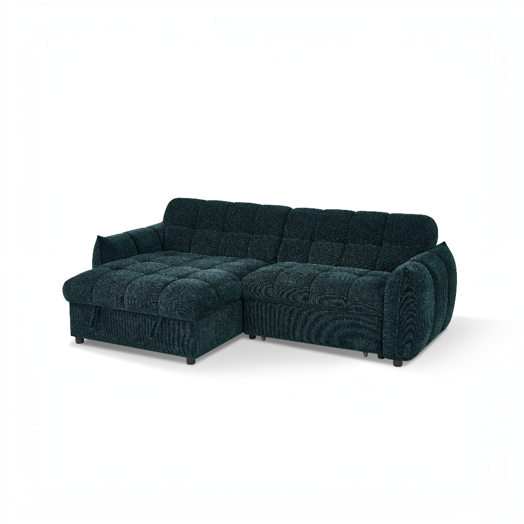 Florida Sofabed Teal Green Fabric Universal Storage Corner Sofa