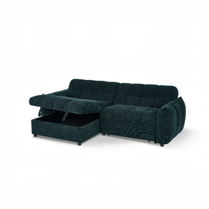 Florida Sofabed Teal Green Fabric Universal Storage Corner Sofa
