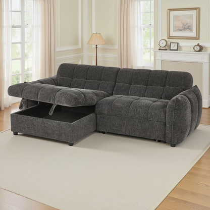 Florida Sofabed Grey Fabric Universal Storage Corner Sofa