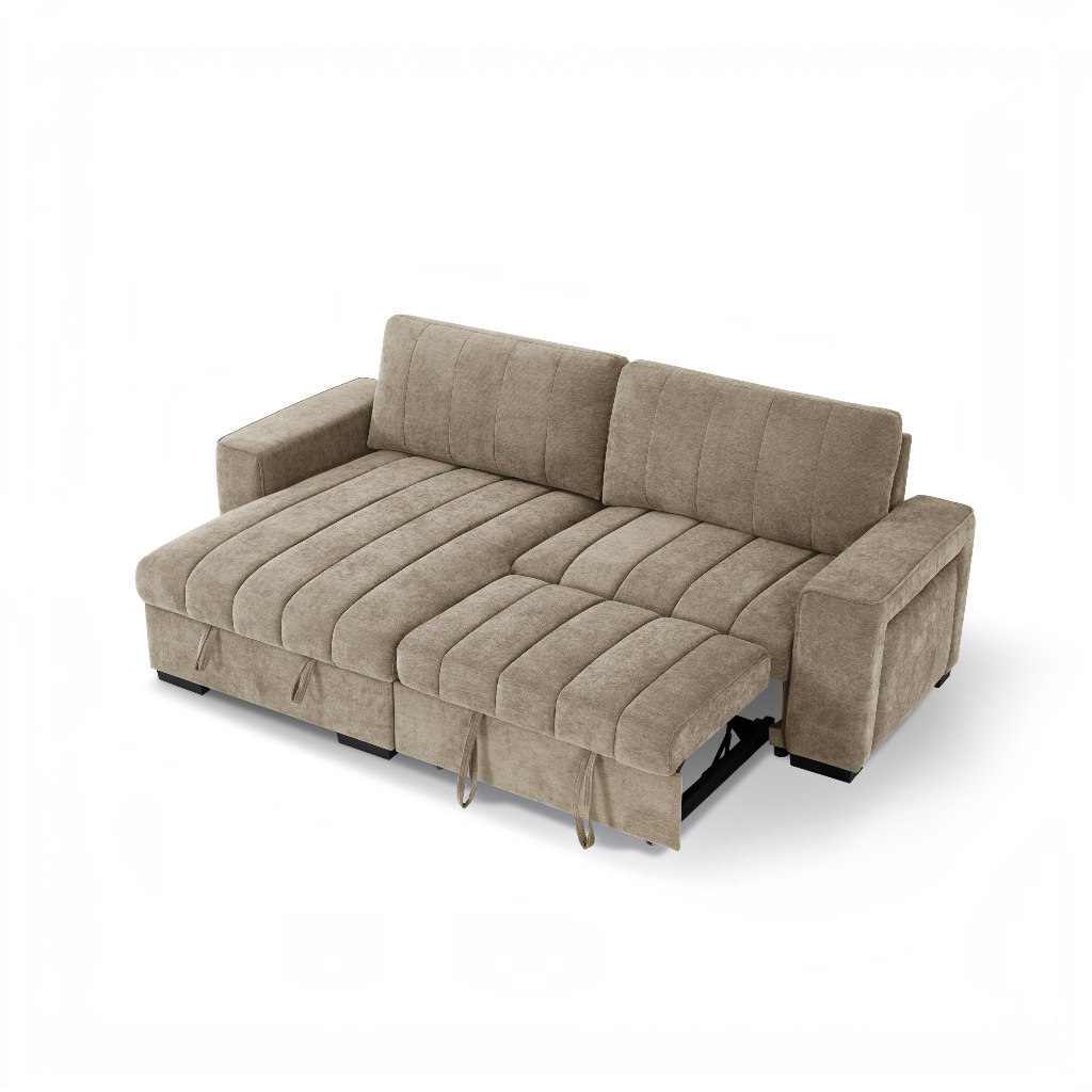 Franklin Sofabed Beige Fabric Universal Storage Corner Sofa