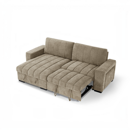 Franklin Sofabed Beige Fabric Universal Storage Corner Sofa