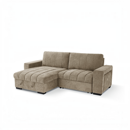 Franklin Sofabed Beige Fabric Universal Storage Corner Sofa