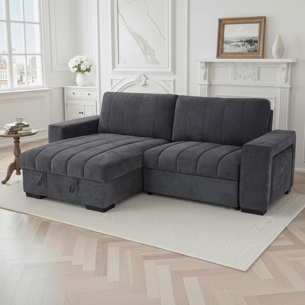 Franklin Sofabed Grey Fabric Universal Storage Corner Sofa