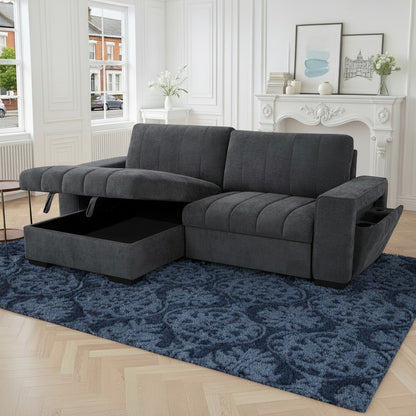 Franklin Sofabed Grey Fabric Universal Storage Corner Sofa