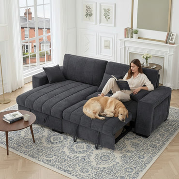 Franklin Sofabed Grey Fabric Universal Storage Corner Sofa