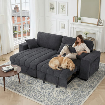 Franklin Sofabed Grey Fabric Universal Storage Corner Sofa