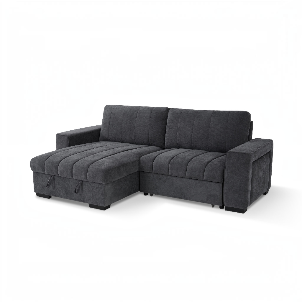 Franklin Sofabed Grey Fabric Universal Storage Corner Sofa