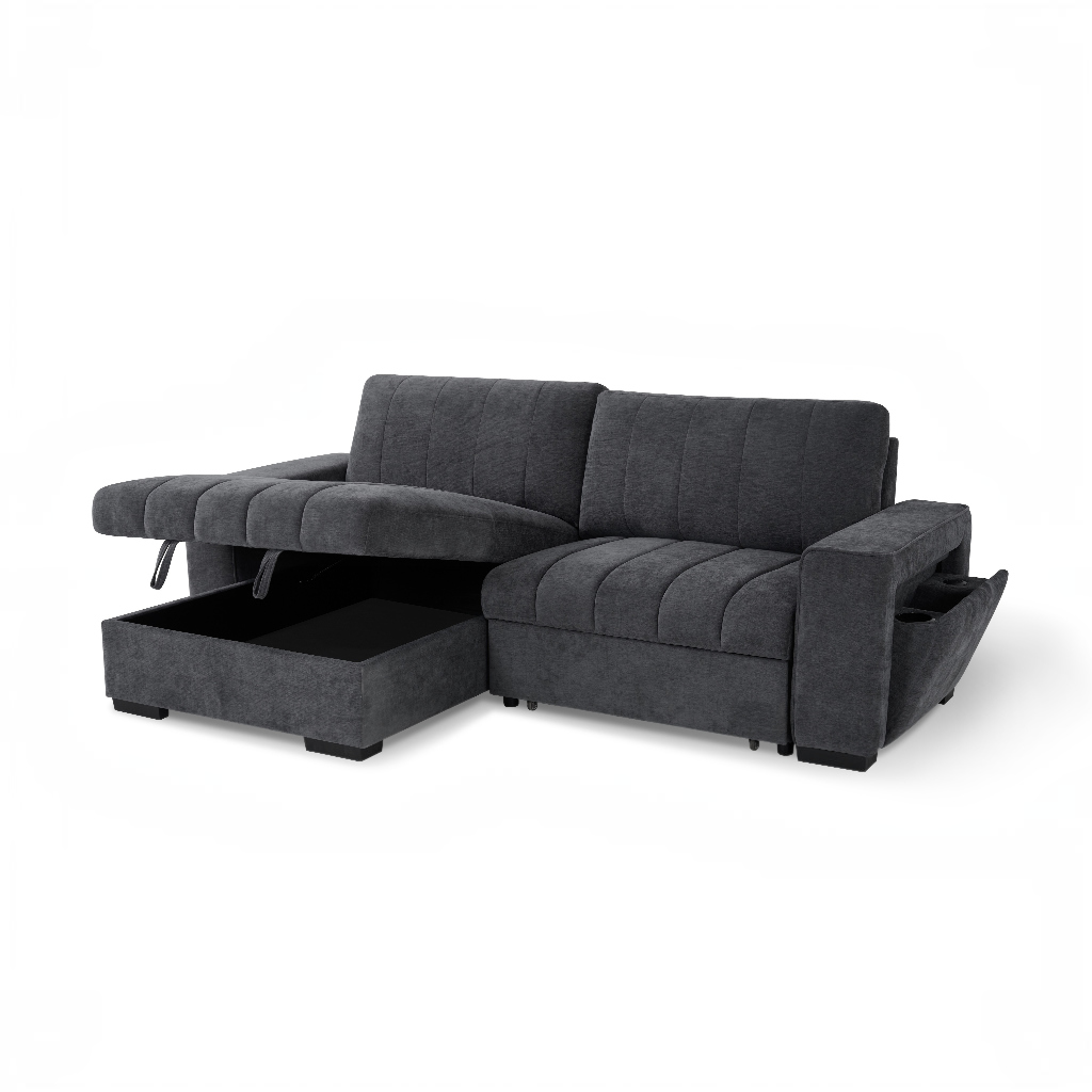 Franklin Sofabed Grey Fabric Universal Storage Corner Sofa