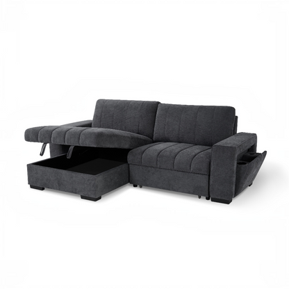 Franklin Sofabed Grey Fabric Universal Storage Corner Sofa