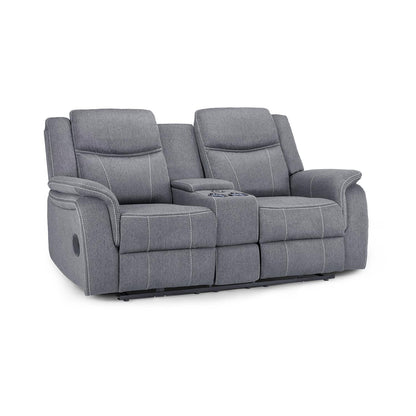 Galaxy Tech Electric Recliner Grey Fabric Cinema 2 Seater Sofa
