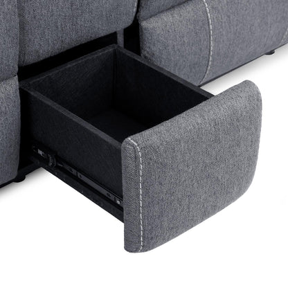 Galaxy Tech Electric Recliner Grey Fabric Cinema 2 Seater Sofa