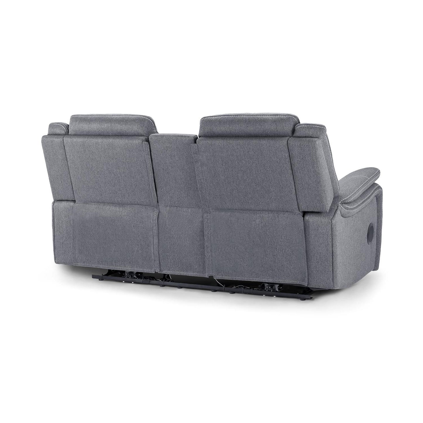 Galaxy Tech Electric Recliner Grey Fabric Cinema 2 Seater Sofa