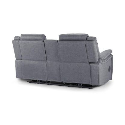 Galaxy Tech Electric Recliner Grey Fabric Cinema 2 Seater Sofa