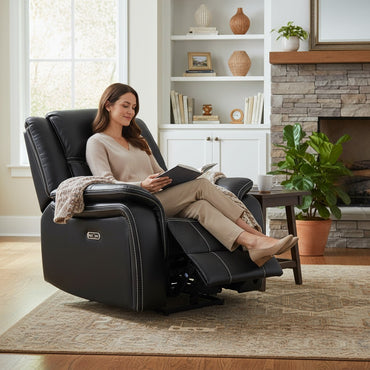 Galaxy Tech Electric Recliner Black Leather Armchair