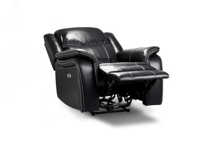 Galaxy Tech Electric Recliner Black Leather Armchair