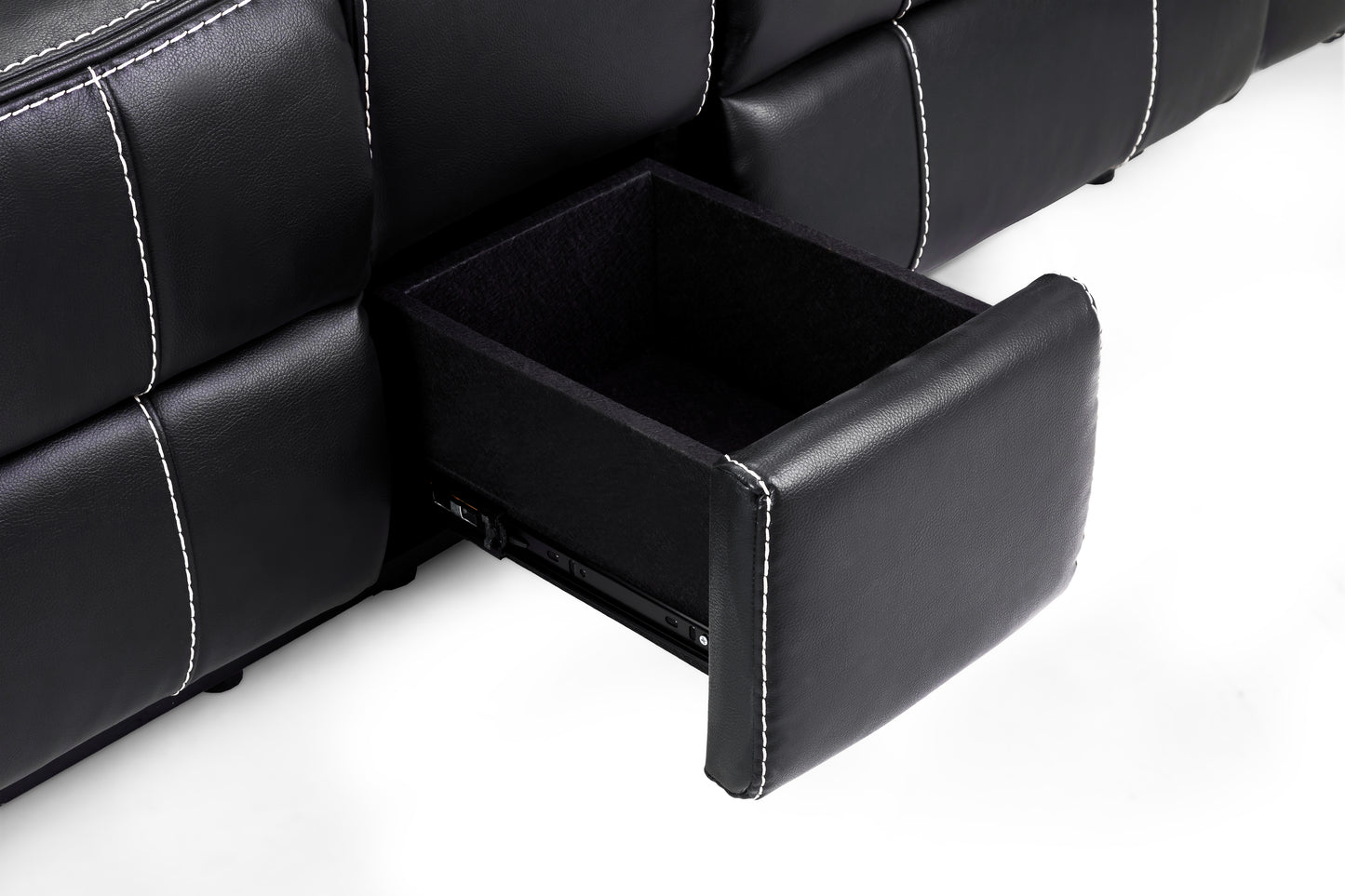 Galaxy Tech Electric Recliner Black Leather Cinema Console 2 Seater Sofa