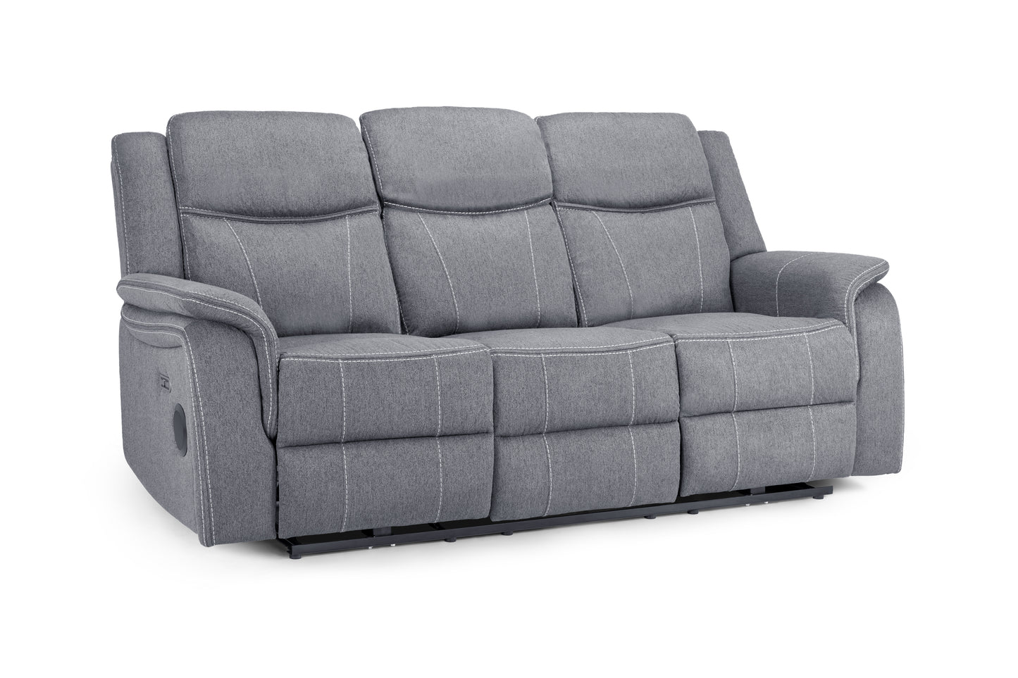 Galaxy Tech Electric Recliner Grey Fabric Cinema Console 3 Seater Sofa
