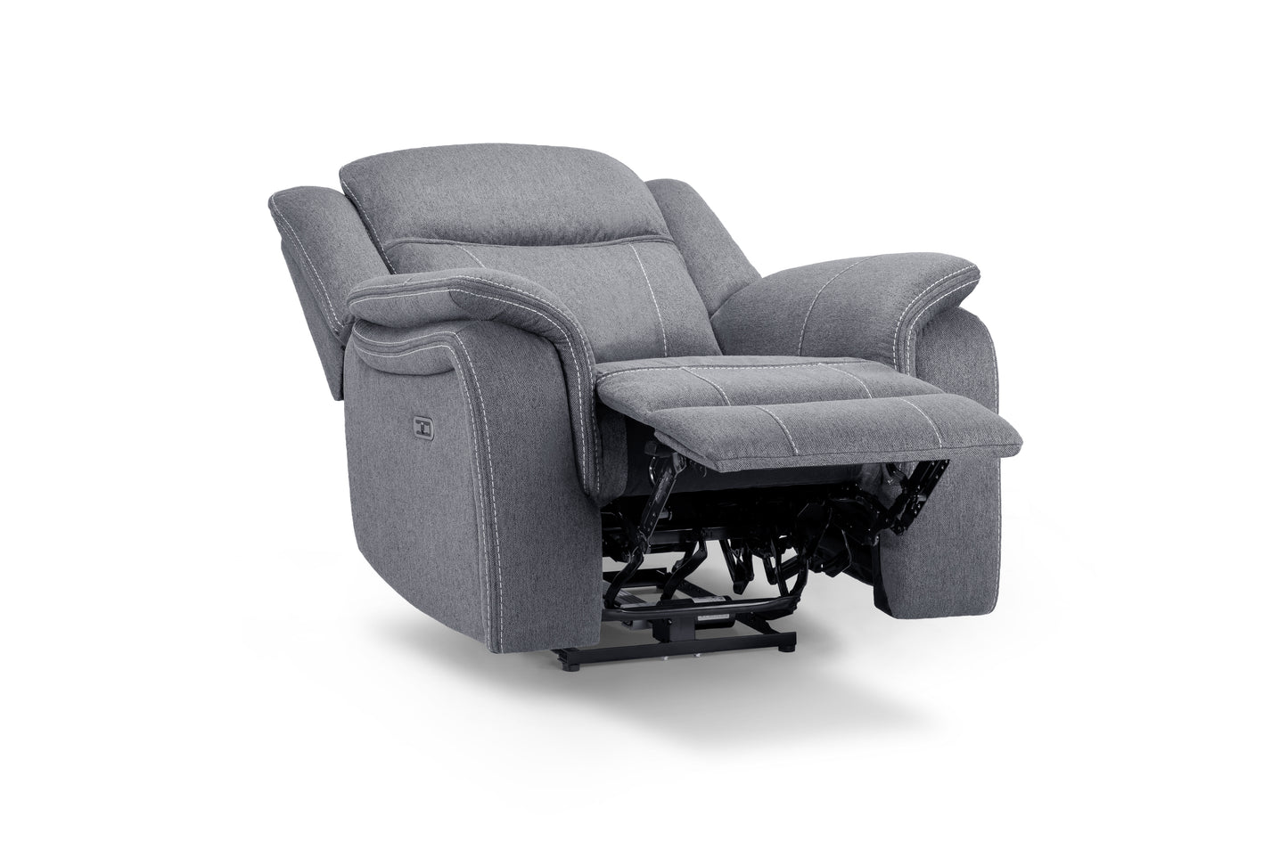 Galaxy Tech Electric Recliner Grey Fabric Armchair