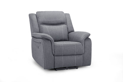 Galaxy Tech Electric Recliner Grey Fabric Armchair