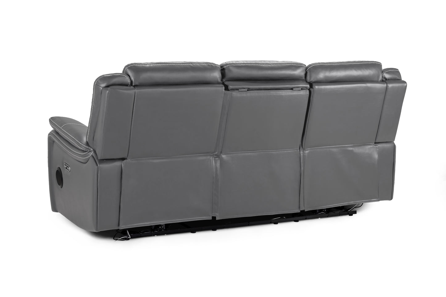 Galaxy Tech Electric Recliner Grey Leather Cinema Home 3 Seater Sofa