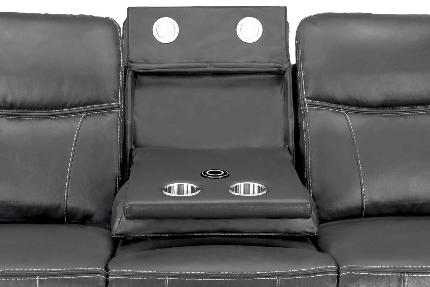 Galaxy Tech Electric Recliner Grey Leather Cinema Home 3 Seater Sofa