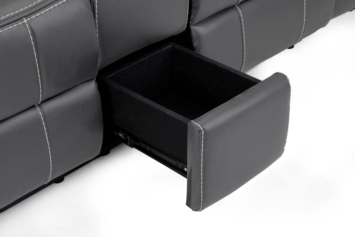 Galaxy Tech Electric Recliner Grey Leather Cinema Console 2 Seater Sofa