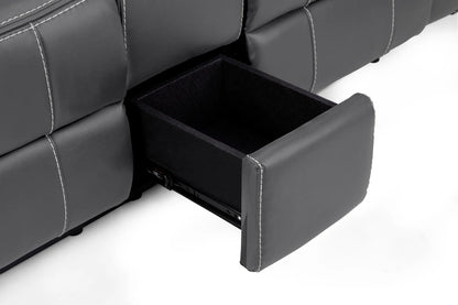 Galaxy Tech Electric Recliner Grey Leather Cinema Console 2 Seater Sofa