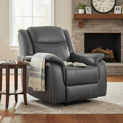 Galaxy Tech Electric Recliner Grey Leather Armchair