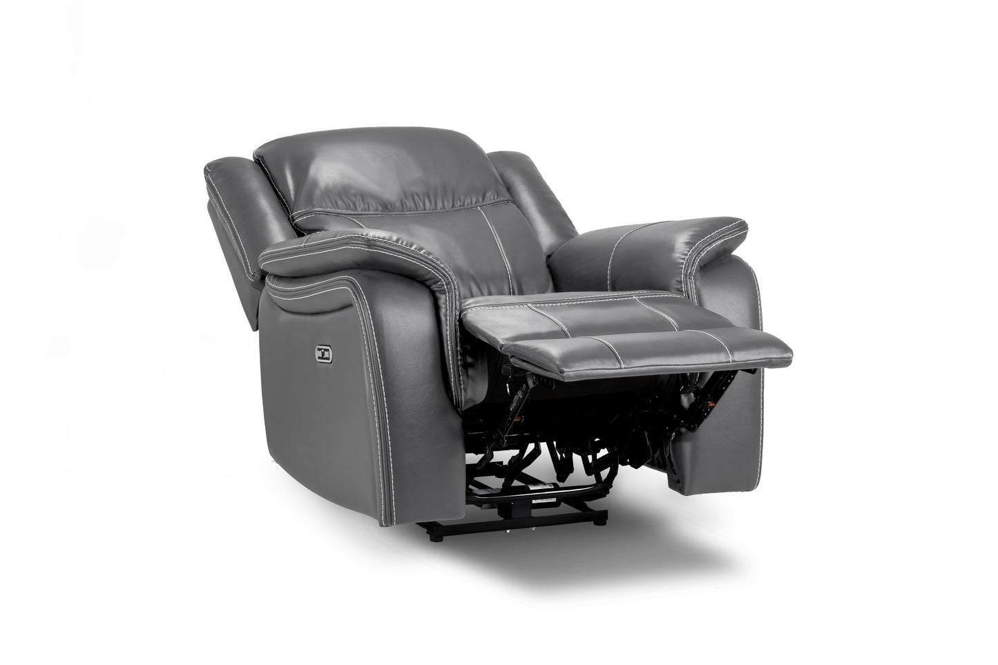 Galaxy Tech Electric Recliner Grey Leather Armchair
