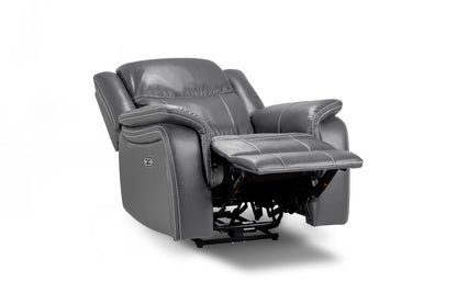 Galaxy Tech Electric Recliner Grey Leather Armchair