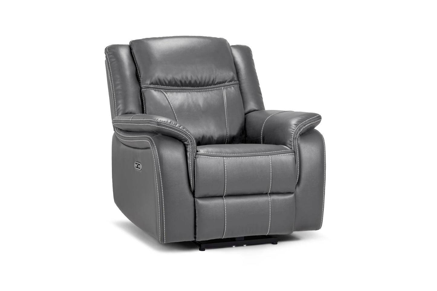 Galaxy Tech Electric Recliner Grey Leather Armchair