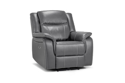 Galaxy Tech Electric Recliner Grey Leather Armchair