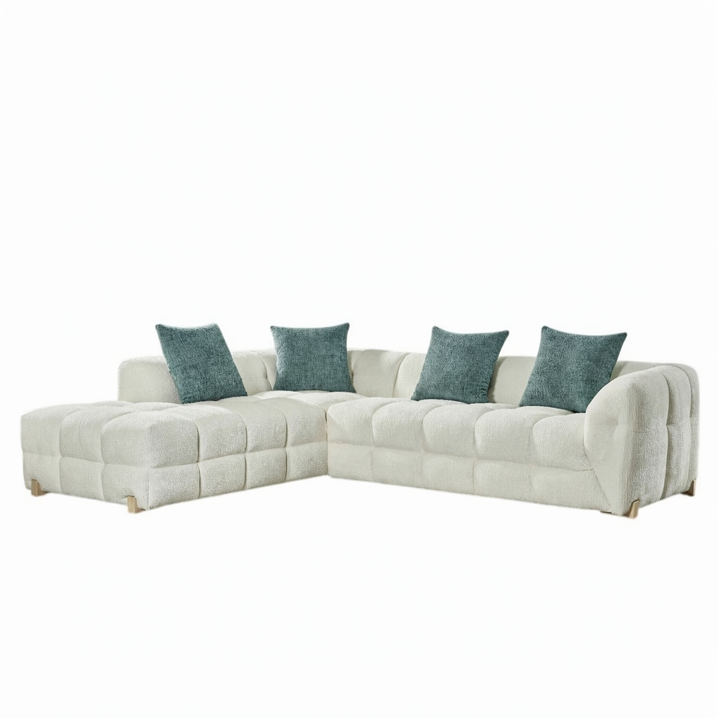 Genoa Beige Fabric Left Hand L-Shape Corner Sofa