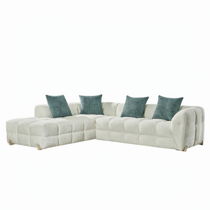 Genoa Beige Fabric Left Hand L-Shape Corner Sofa