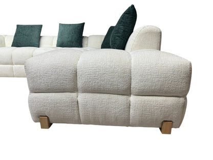 Genoa Beige Cream Fabric Right Hand L-Shape Corner Sofa
