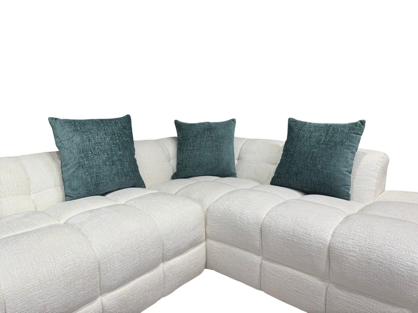 Genoa Beige Cream Fabric Right Hand L-Shape Corner Sofa