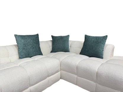 Genoa Beige Cream Fabric Right Hand L-Shape Corner Sofa