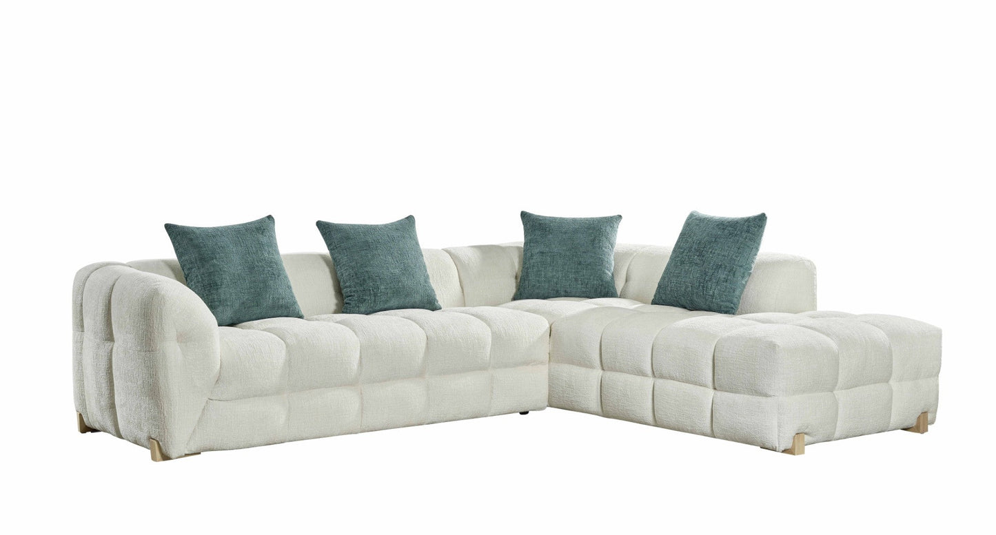 Genoa Beige Cream Fabric Right Hand L-Shape Corner Sofa