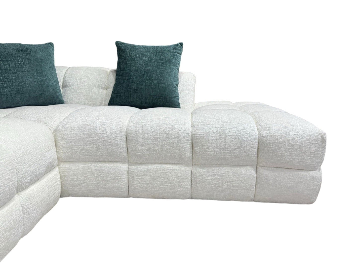 Genoa Beige Cream Fabric Right Hand L-Shape Corner Sofa