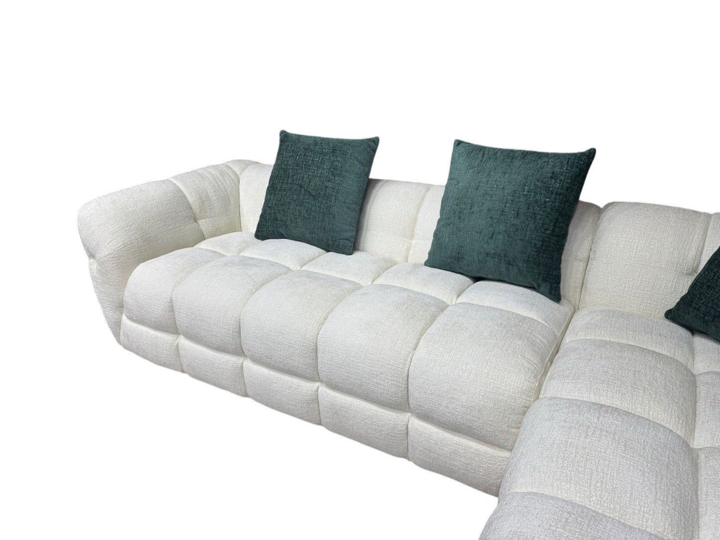 Genoa Beige Cream Fabric Right Hand L-Shape Corner Sofa