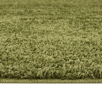 Washable Olive Green Shaggy Rug