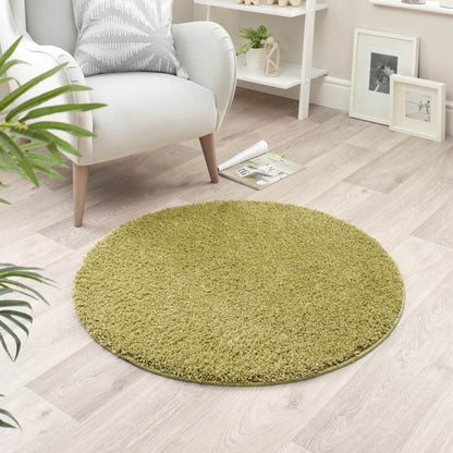 Washable Olive Green Shaggy Rug