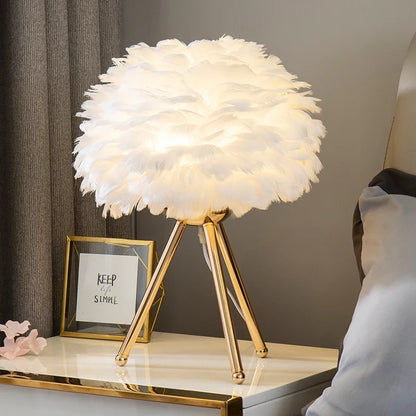Goose Feather LED Table Lamp – Elegant Ambience for Modern Interiors