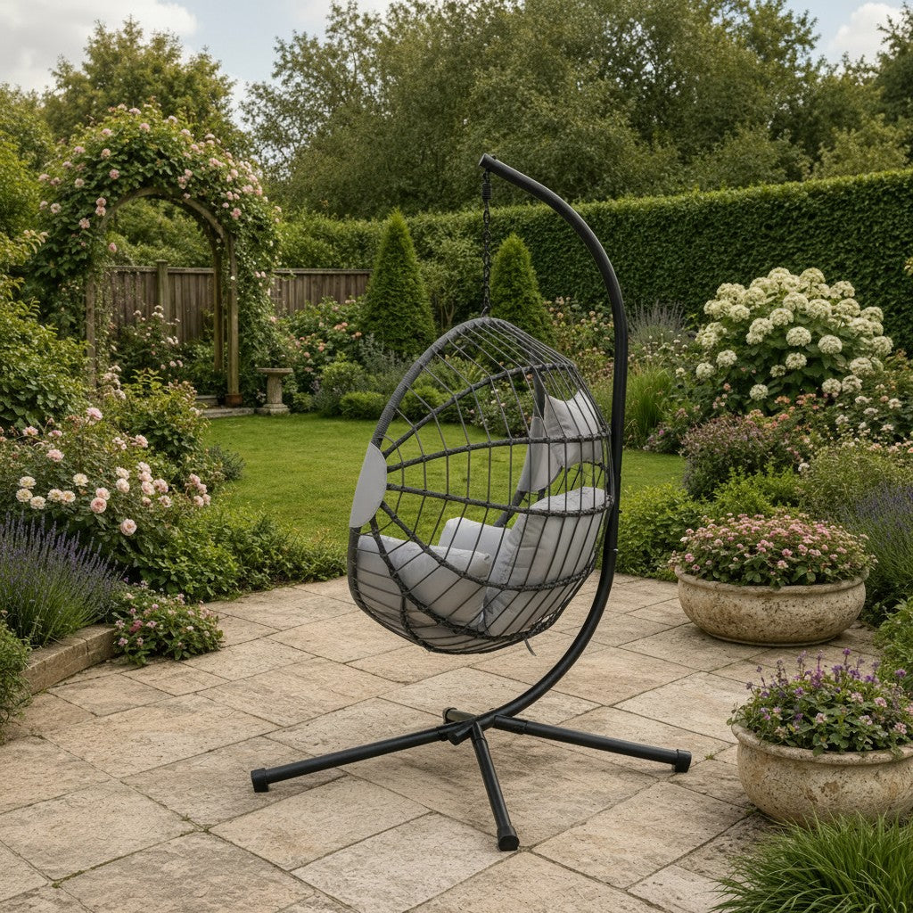 Hanging Egg Chair In Light Grey For Indoor And Outdoor