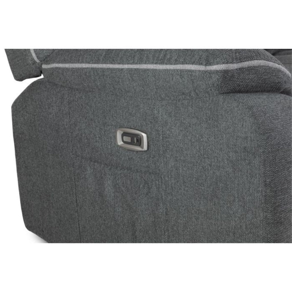 Harald Electric Recliner Graphite Grey Fabric Cinema Console 3 Seater Sofa