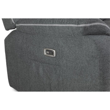Harald Electric Recliner Graphite Grey Fabric Cinema Console 3 Seater Sofa