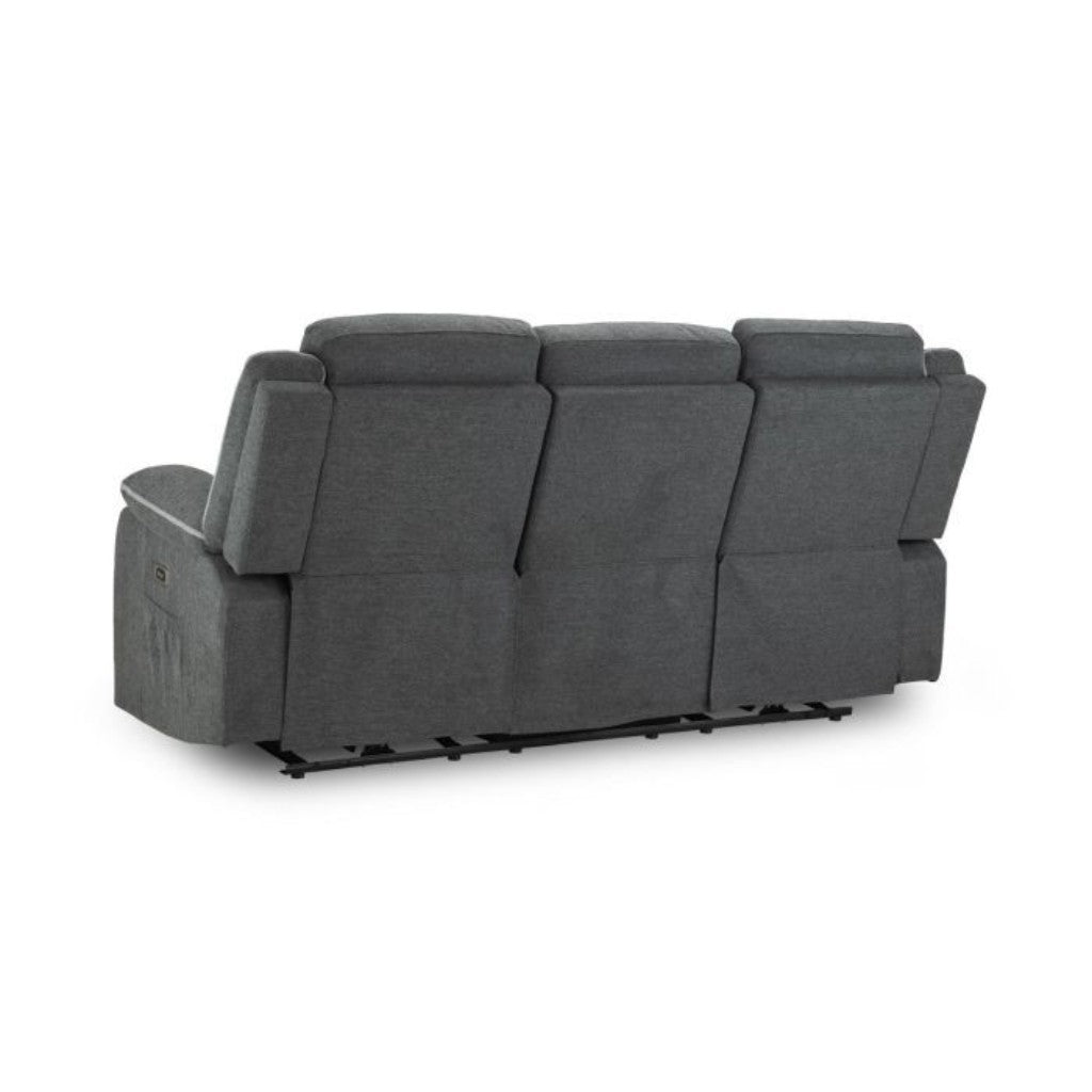Harald Electric Recliner Graphite Grey Fabric Cinema Console 3 Seater Sofa