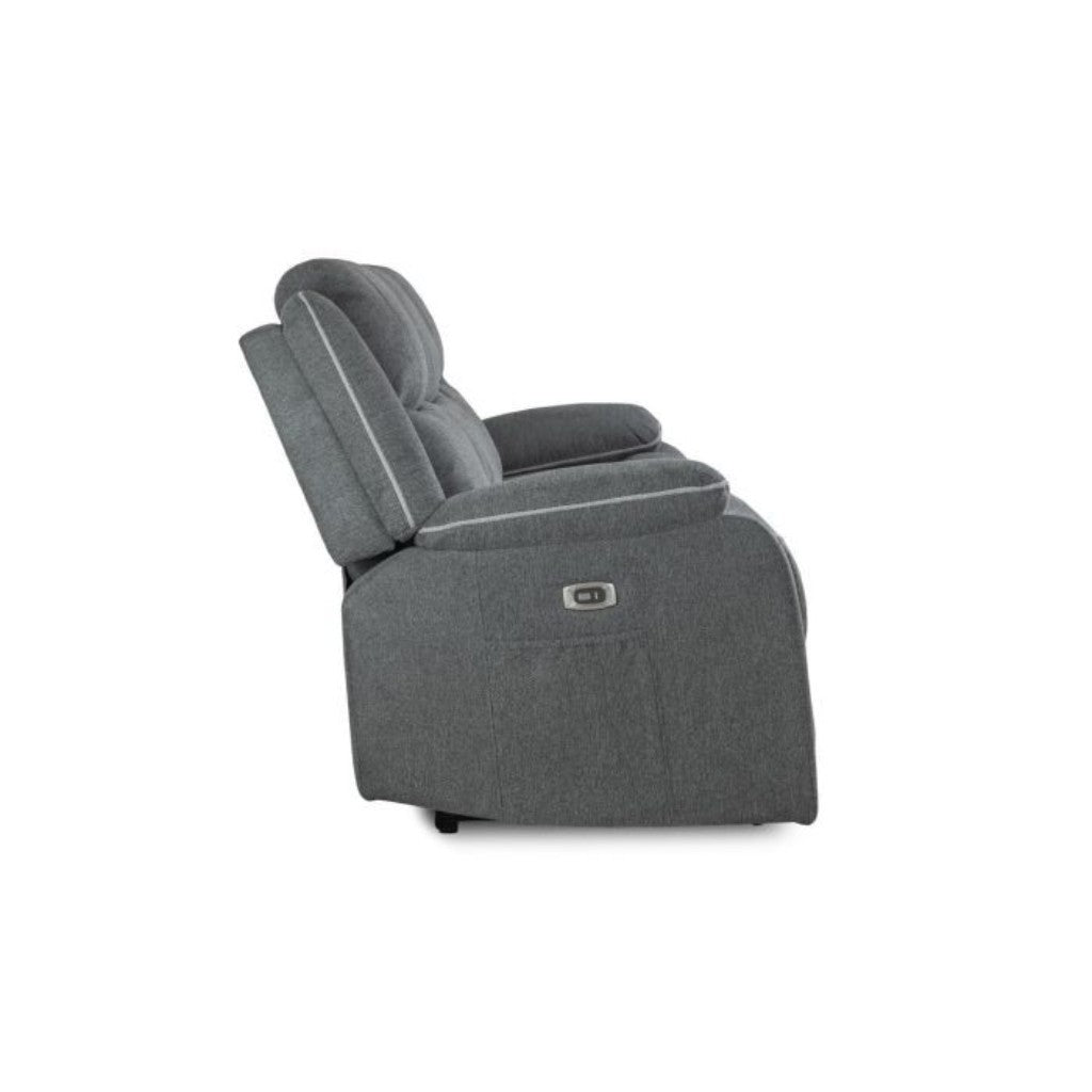 Harald Electric Recliner Graphite Grey Fabric Cinema Console 3 Seater Sofa