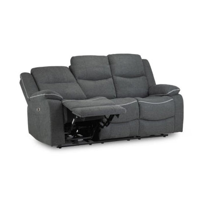 Harald Electric Recliner Graphite Grey Fabric Cinema Console 3 Seater Sofa