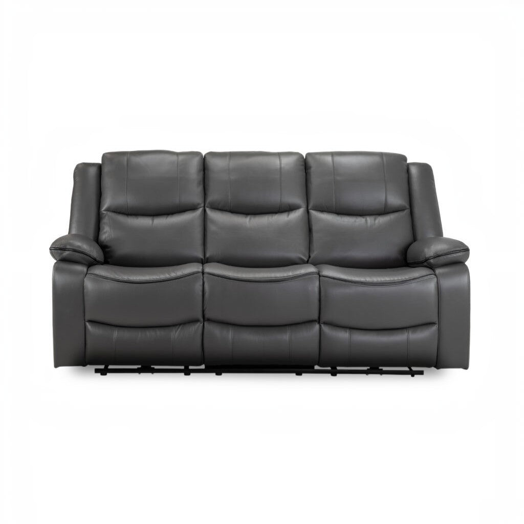 Harald Electric Recliner Grey Faux Leather Cinema Console 3 Seater Sofa